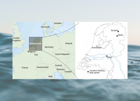 Locations of floating solar panels projects studied in the paper