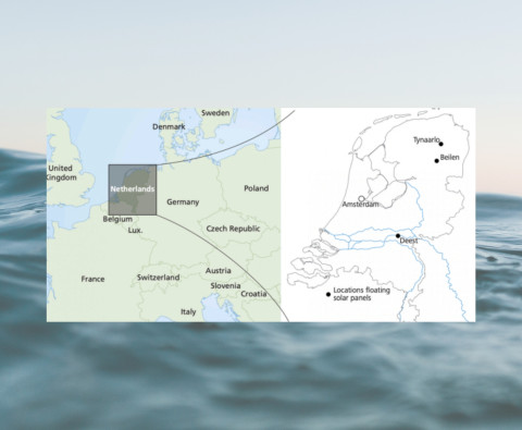 Locations of floating solar panels projects studied in the paper